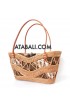 Ladies rattan handbags motif with leather handle unique style